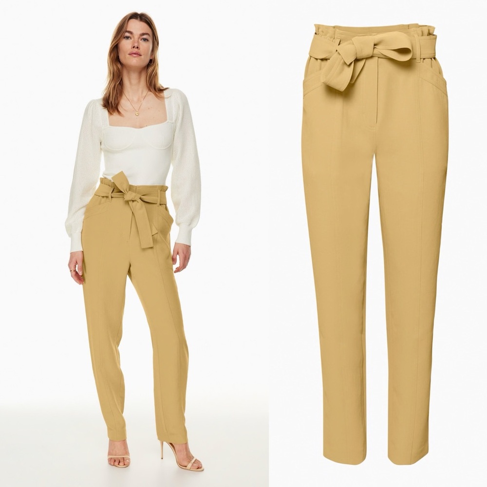 Aritzia Wilfred Bowtie Pant Size 0 NEW NWT Sandy Beige - Picture 1 of 16